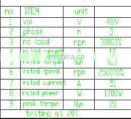 110BLS04 48V 3 phase bldc motor , rated 48 volt 6.5Nm, 2500rpm, peak 20Nm