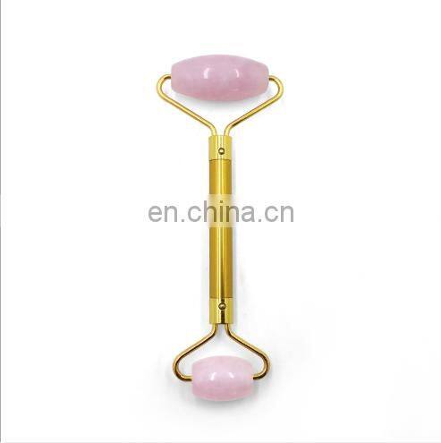 High Quality Facial Anti Aging Natural Rose Quartz Jade Stone Face Massage Roller Set