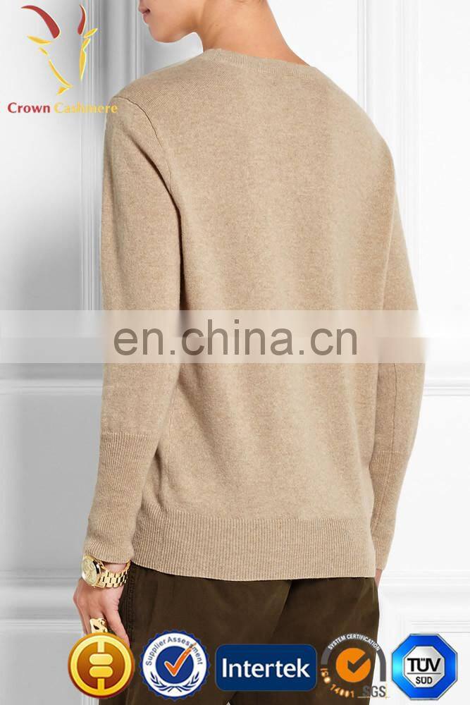 Crew neck sweater pattern pure cashmere pullover for lady