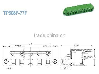 termin Block Pitch 7.62mm Single Level Female Plug In Terminal Block Connector 300V 18A , 2P - 12P