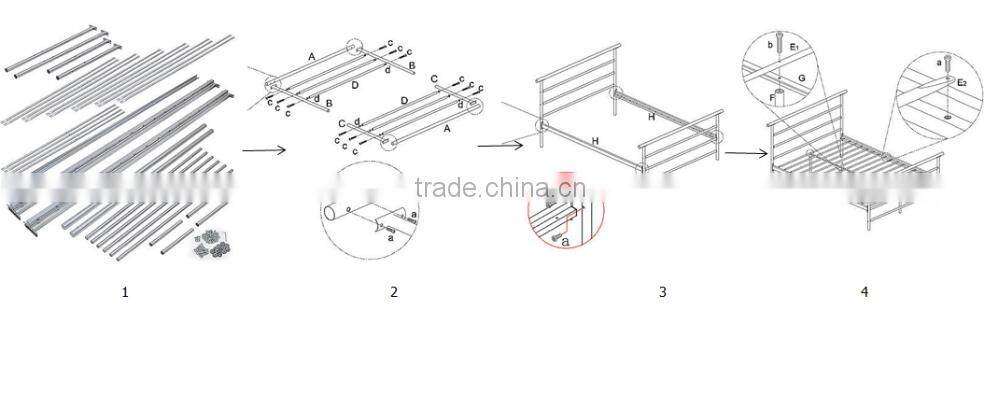 hotel furniture style modern metal bed frame bed
