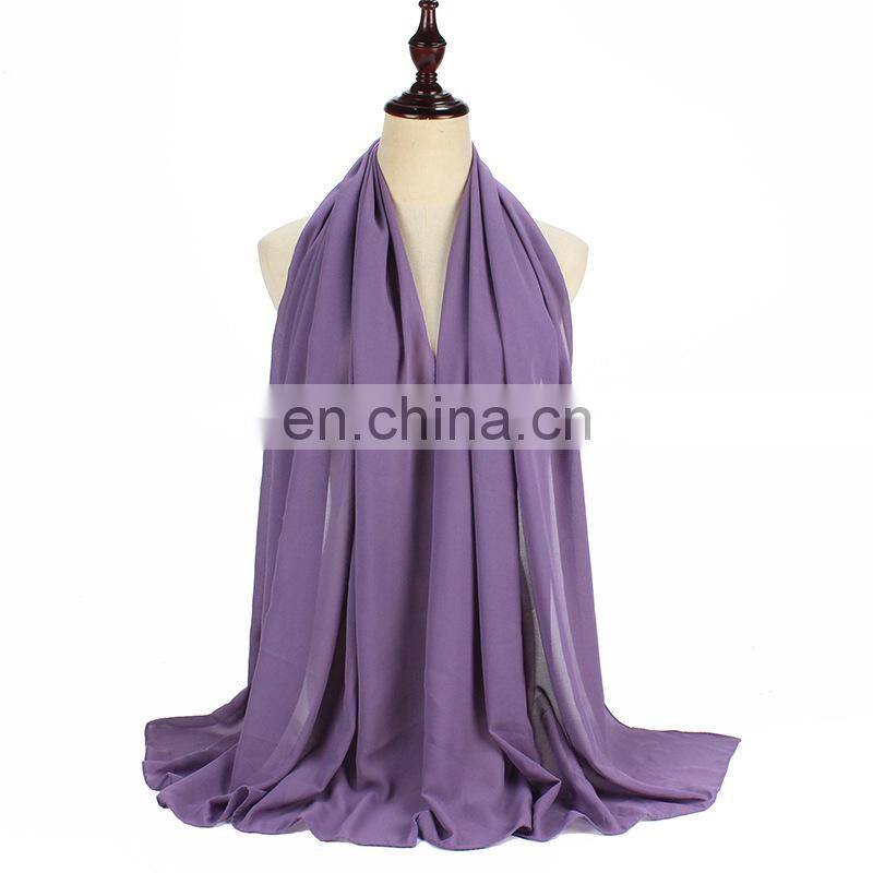 175*75cm Pearl Chiffon Scarf Pure Color Long Scarf Hijab Pure Color Shawl Malay Turban