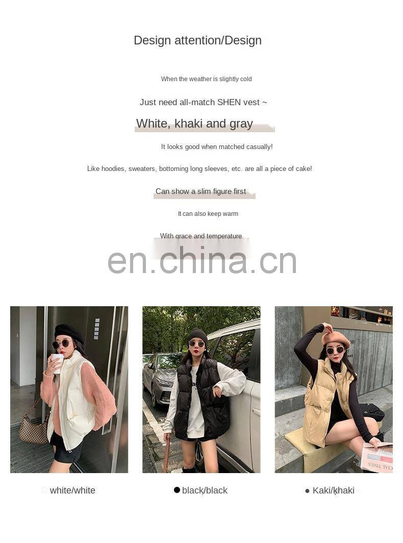 New Arrival Women Down Filled Solid Sleeveless Jacket Custom Winter Down Puffer Vest Short Casual Women's Jackets