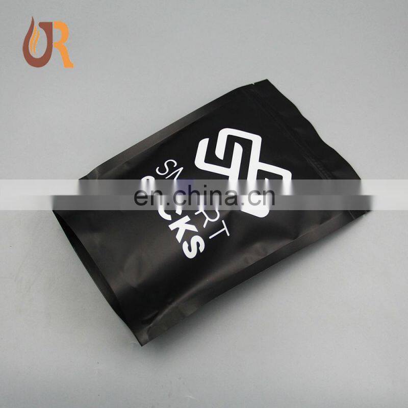 Custom printed food aluminum foil zipper black matte packaging bags for coffee tea powder