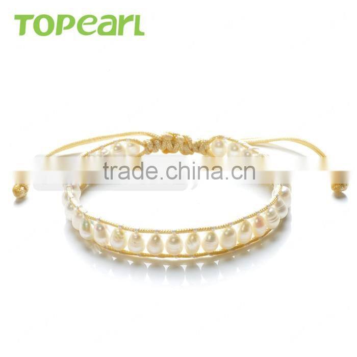 Topearl Jewelry Freshwater Seed Beads Woven Wrap Bracelet CLL171