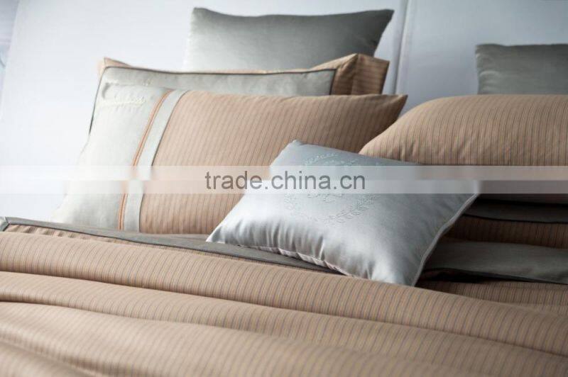 Golden color egyptian cotton flat bed sheet 6 pcs comforter set for Middle east embroidery bedding set