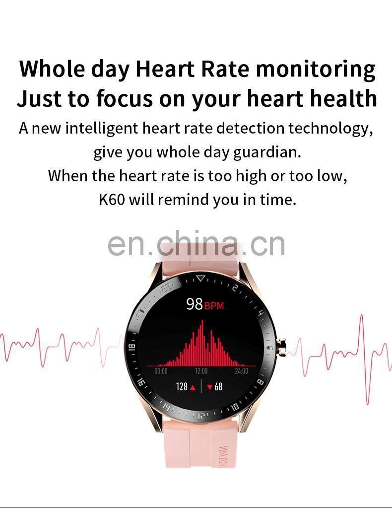 K60 Men Women Touch Screen Smartwatch Heart Rate Fitness Tracker Music Sport Smart Watch