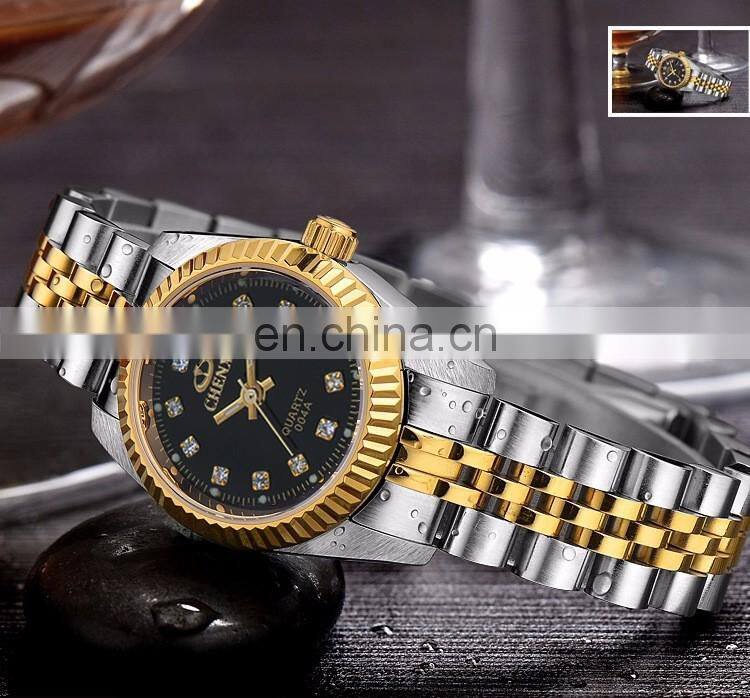 CHENXI 004A Crystal Diamond Couples Watch Stainless Steel Casual Dress Watches For Men Women Couple