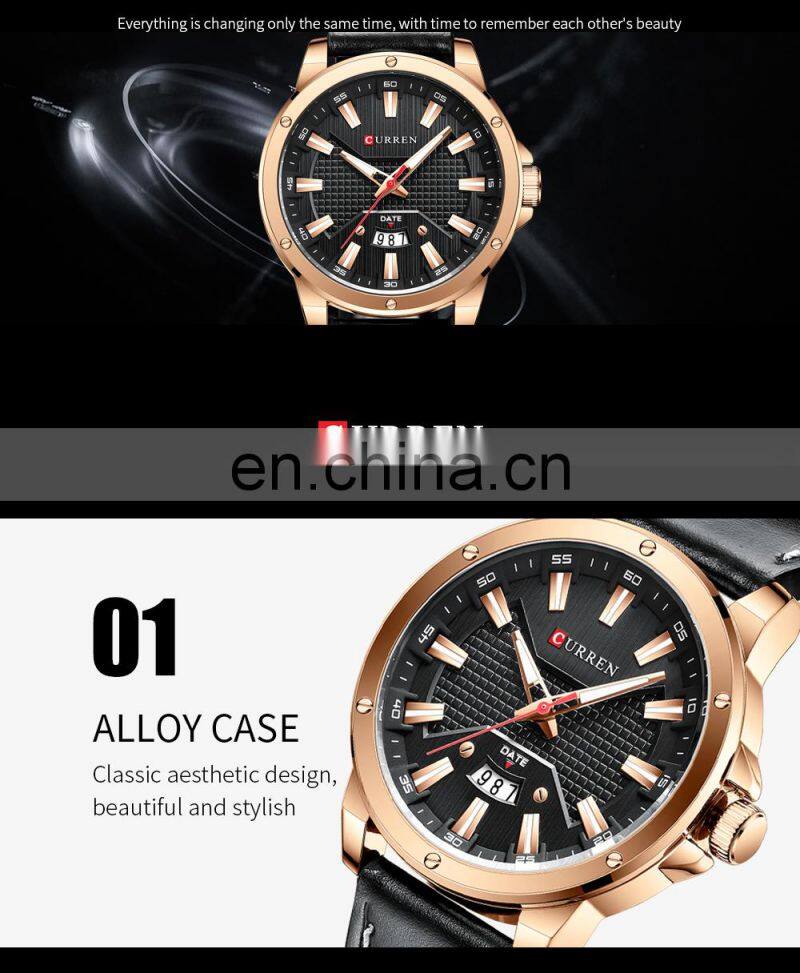 Curren 8376 2020 New Design Mens Quartz Watch Fashion Leather Water Resistant Calendar Wrist Watches for Men