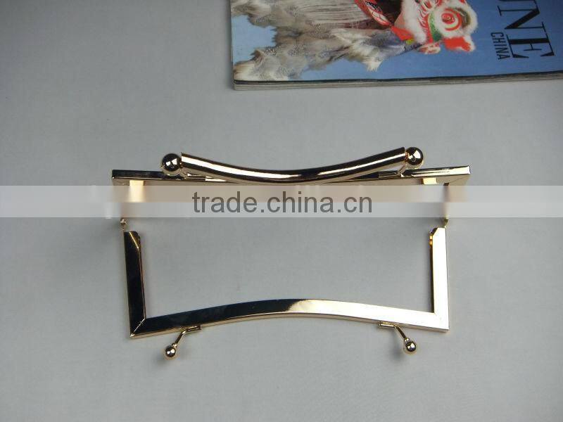 DIY 20.5*8cm Europe style gold kiss lock metal handbag frames with metal handle&clasp loop