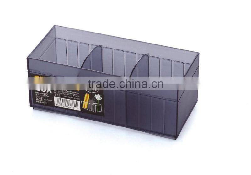 Multi-functional 3 partition Table Plastic Stationery Storage Box