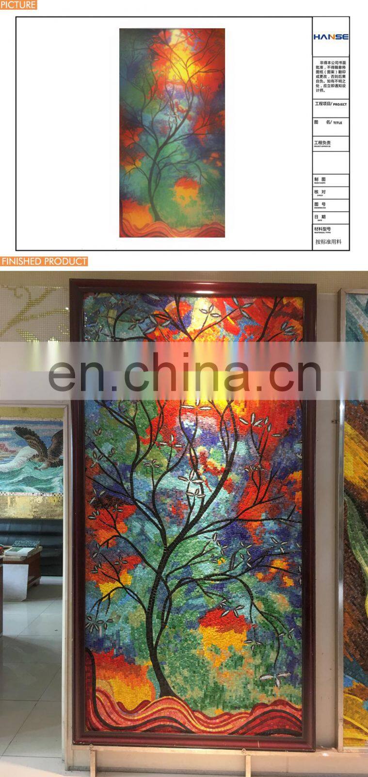 Foshan modern hand made custom 3d bird tile mosaics mural