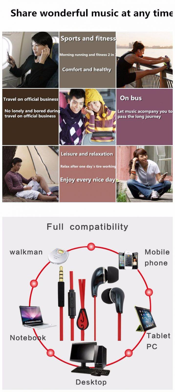 Tangle Free Multi Color Cell Phone Earphone For Listening