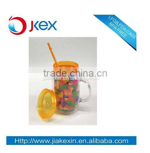 embossed colored plastic double wall plastic mason jar