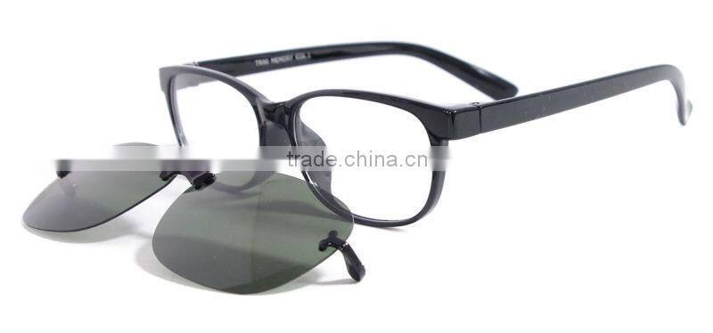 Oval TR90 Full Rim Eyeglasses With Clip On Magnetic Polarized Sunglasses No Brand For Men