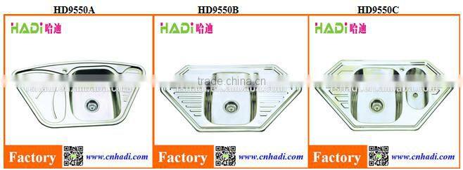 Modern design stainless steel kitchen sink with drainboard HD9550A