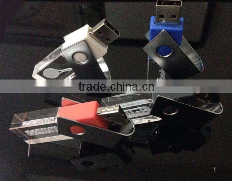 LED red green blue white light USB flash driver crystal usb flash driver