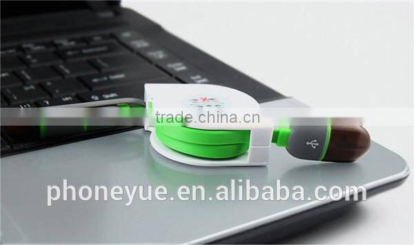 2016 latest products 2 in 1 retractable micro usb cable for charging