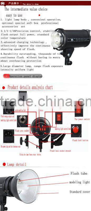 best sale 200W flash light advanced design shooting flash light black case lighting