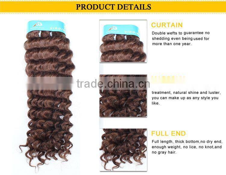 2015 Fashionable DEEP CURL hair color 33 curly indian remy hair