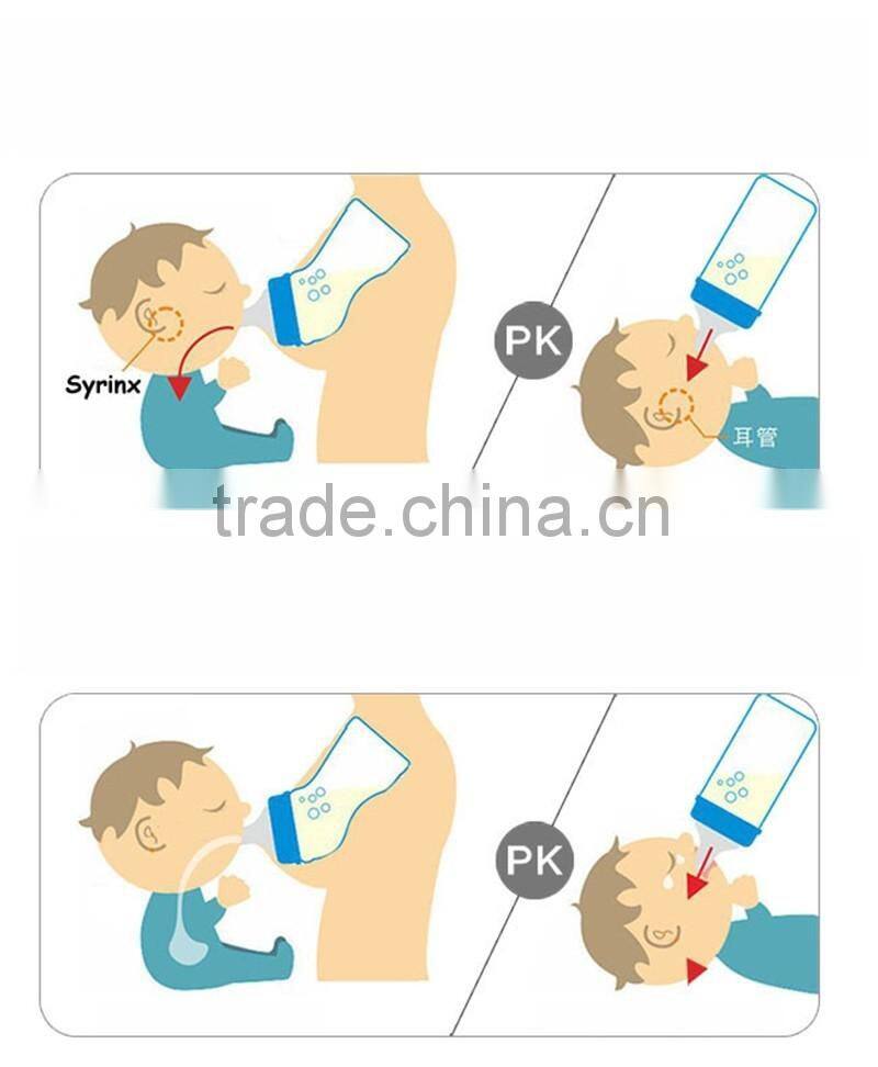 Imitating breast milk feeding design glass baby feeding bottle pink green bule color with temperature sensing base