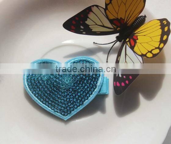 2015 New sequin heart hair clips Kids wholesales sequin bow Children Hair Accessory CB-3395