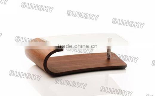 bent wood modern MDF glass centre table cocktail table 1475A