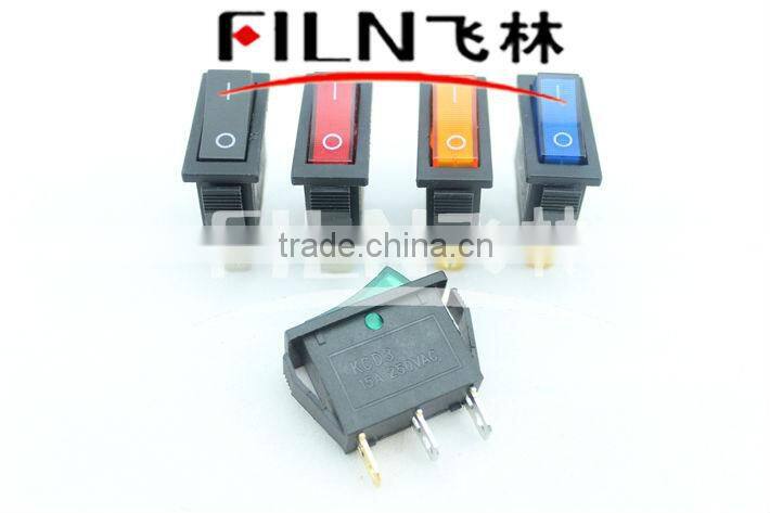 Button Red ON OFF Blue Waterproof Rocker Switch With Lamp