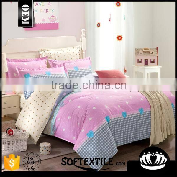 Hot selling high quality 100 cotton flower pattern cartoon bedding set cheap price Chinese bed cover kids bed cover