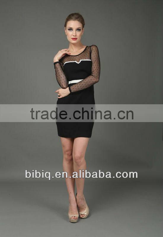 Sexy Women's Long Sleeve Lace Career Dress China Supplier