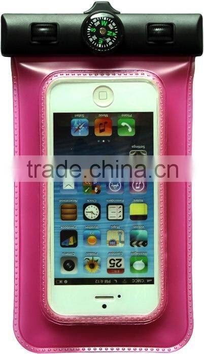 Swimming drifting diving pvc waterproof mobile phone pouch with thermometer