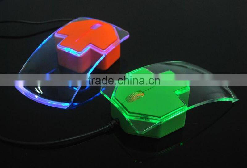 All transparent 3D Wired Multicolor Light Mouse Wired Antistatic Small Computer ESD Mouse in USB Type