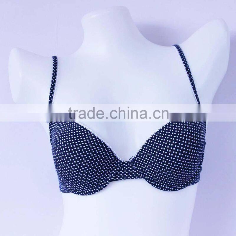 Latest dot printed ahh bra sift cotton high quality bra for girls