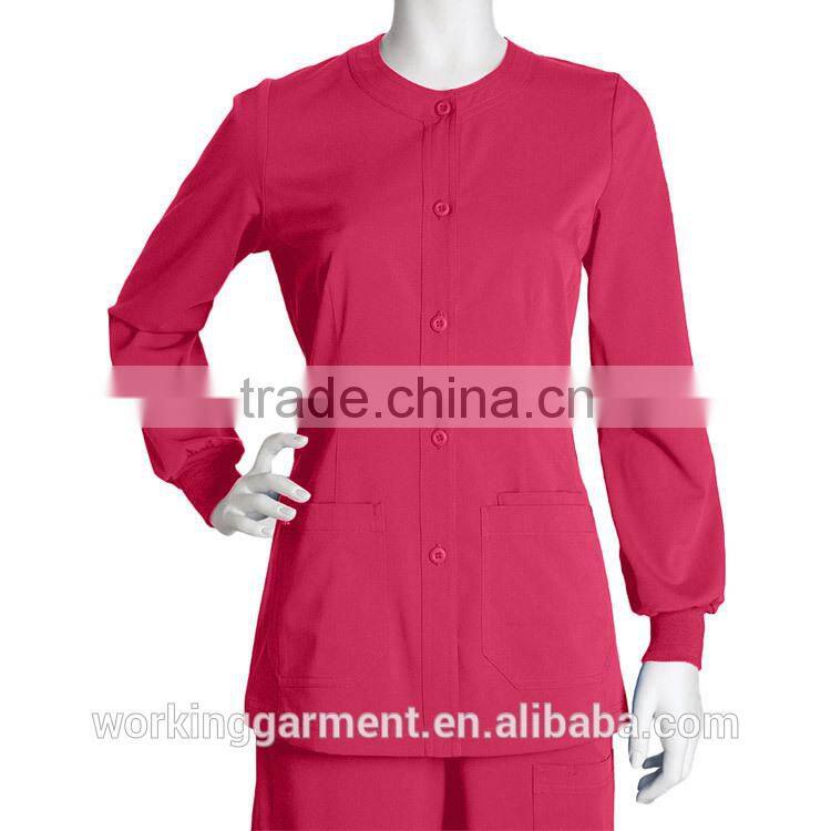 Wholesale OEM Hot Sale Fashion Newest Uniforms Women's Junior Warm Up Solid Scrub Jacket Nurse Uniform
