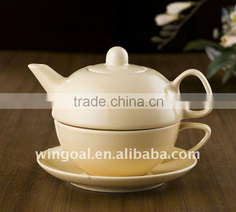 Stackable combination ceramic tea sets