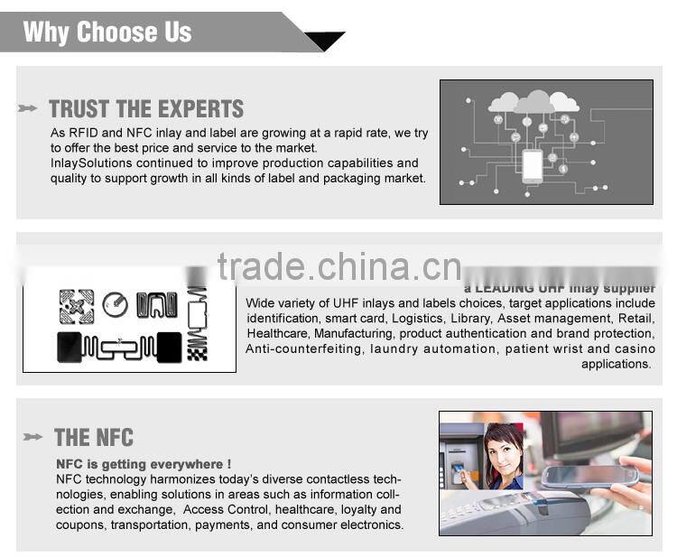 860--960MHz EPC Class 1 Gen 2 and ISO-18000-6C Mini UHF RFID tag DRY /Wet INLAY