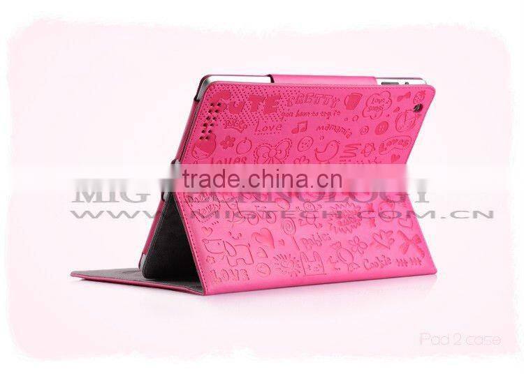 Little gril magnetic leather case for apple ipad3 4 5, for ipad case with stand