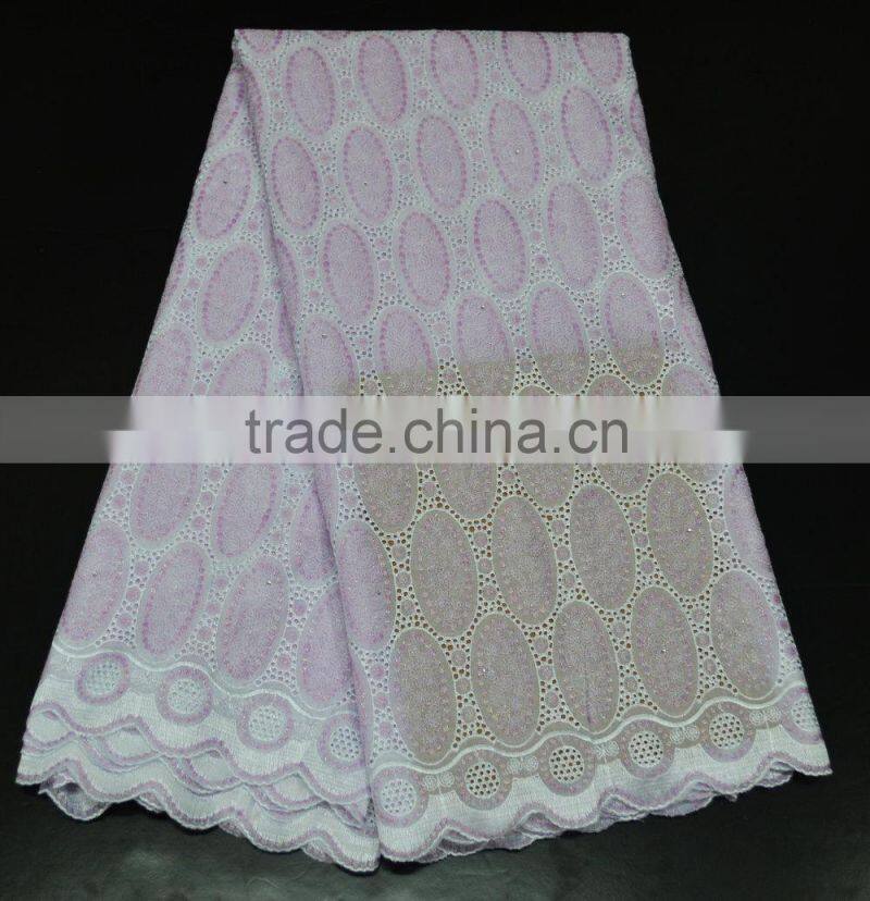 Cheap Swiss voile lace fabric in golden materials with sequins