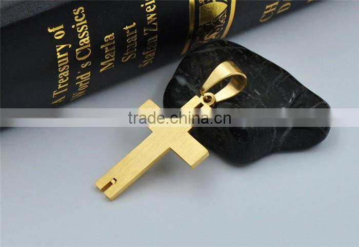 Fashion gold plated jewelry stainless steel scriptures cross necklace pendant