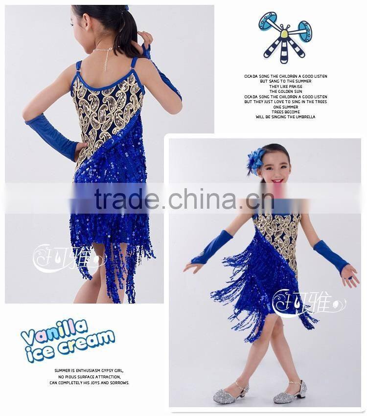 2016 High quality sexy latin dance dress children dancing performance costumes for firls