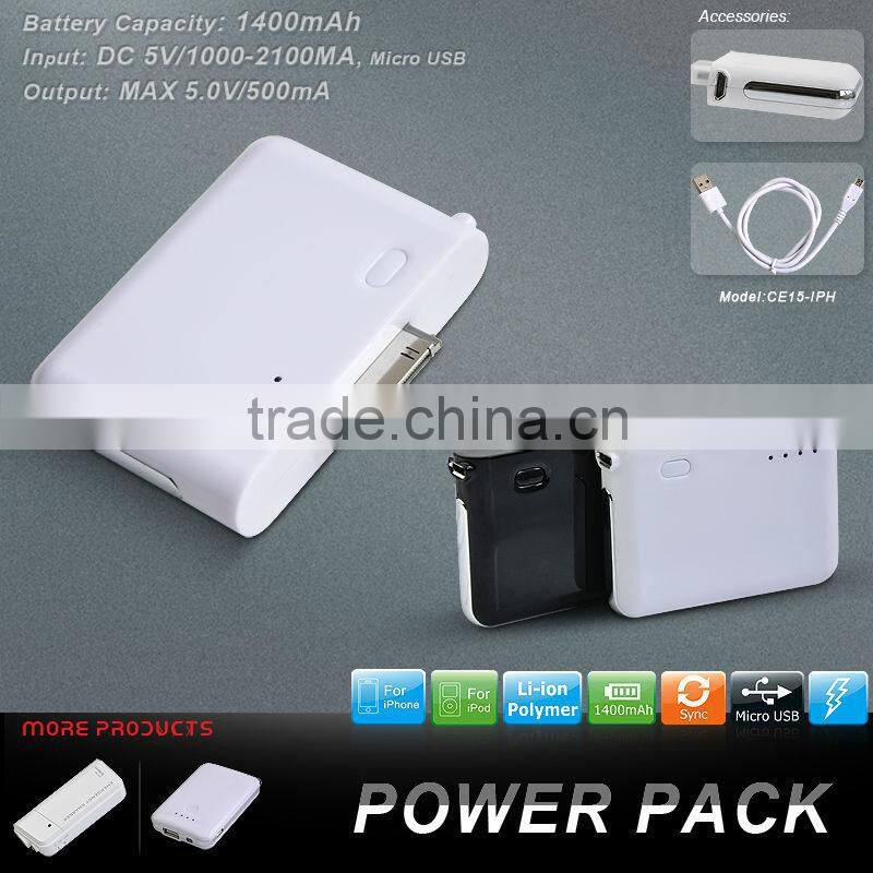 Capacity 1400mAh Li-Poly Power Pack for all iPhone and iPad