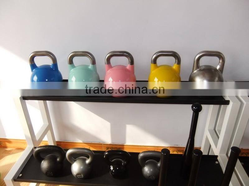 2016 NEW HOT steel competition kettlebell color with stainless steel handle,one step strech forming,logo could be laser carved