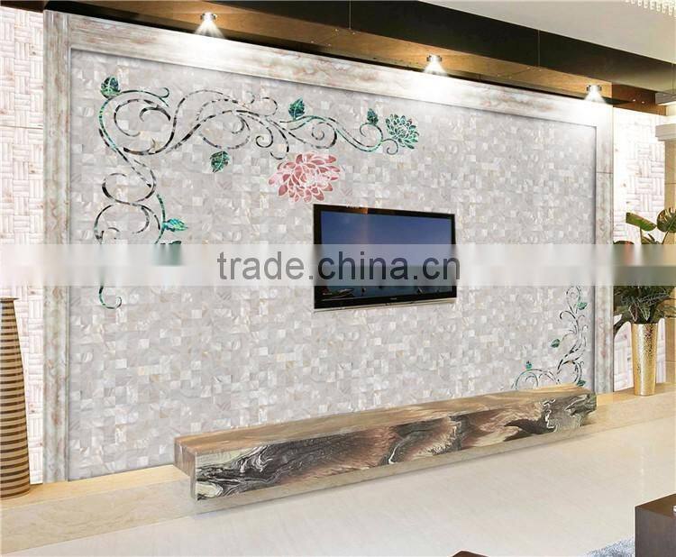newest nature mother of pearl shell maber mosaic for TV/sofa wall tile