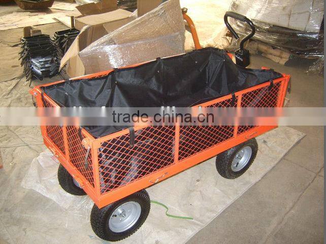 steel Heavy Duty Utility Wagon Lawn Cart Yard Crate Garden Supplies Blue