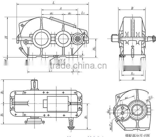 Energy-saving ZD series reduction gear for ball mill