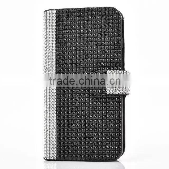 Customized Diamond Leather Flip Bling Case Cover For Samsung Galaxy J7