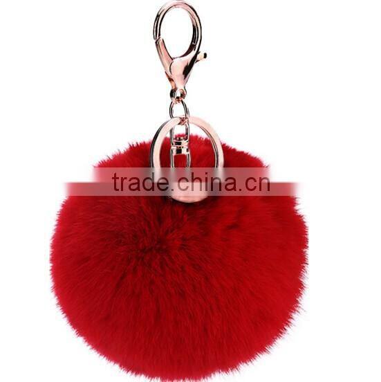 Fur accessory bag keychain with Rabbit hair ball