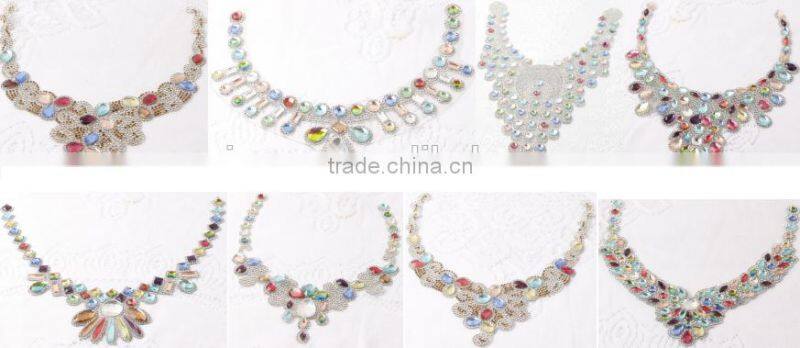 factory direct hot sale handmade beaded neckline applique collar for apparel back with glue hotfix can adhesive cloth