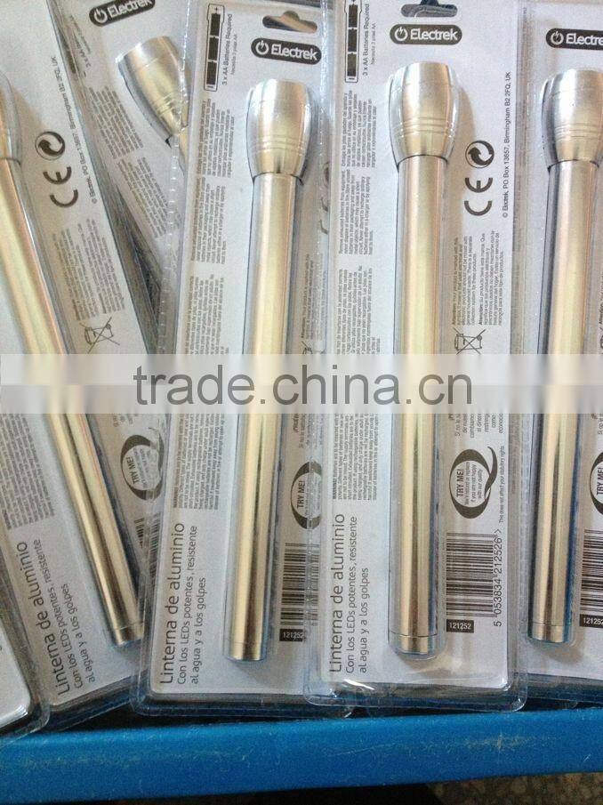 Aluminium long led torch with3*AA batteries