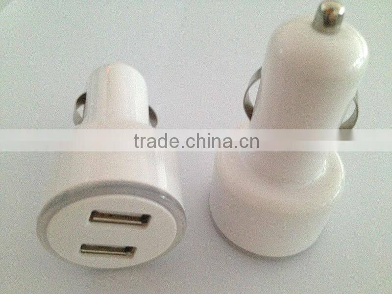 Purple Mini USB Bullet Dual Car Charger for Apple iPhone4S iPhone 5 iPod smartphones